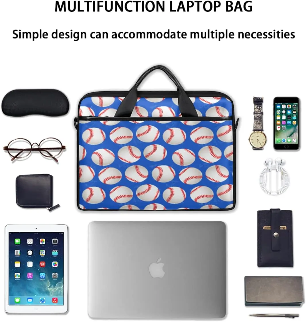 Baseball Ball Print Laptop Shoulder Messenger Bag Waterproof Laptop Briefcase with Handle and Padded Strap Case Sleeve