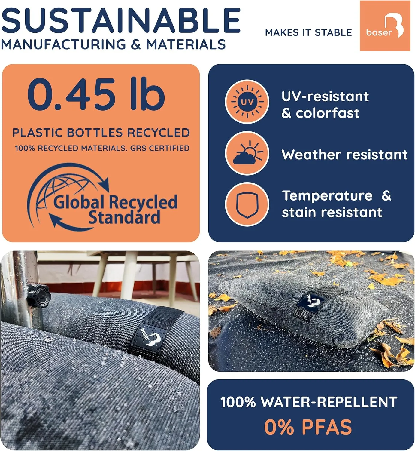 Baser - Outdoor Fillable Straight Weight Bags 2 x 9 LBS fillable for Patio Umbrellas, Cantilevers and Garden Accessories