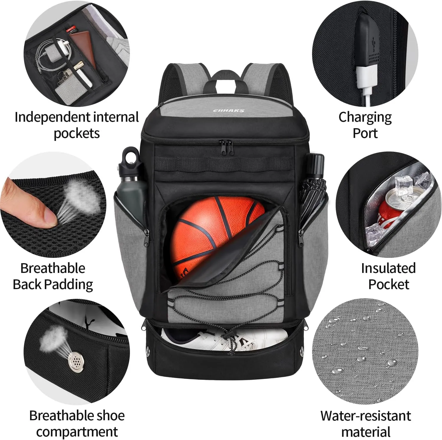 Basketball Backpack Basketball Bag Large Sports Bag with Separate Ball holder & Shoes compartment, Best for Basketball, Soccer,Volleyball,Gym