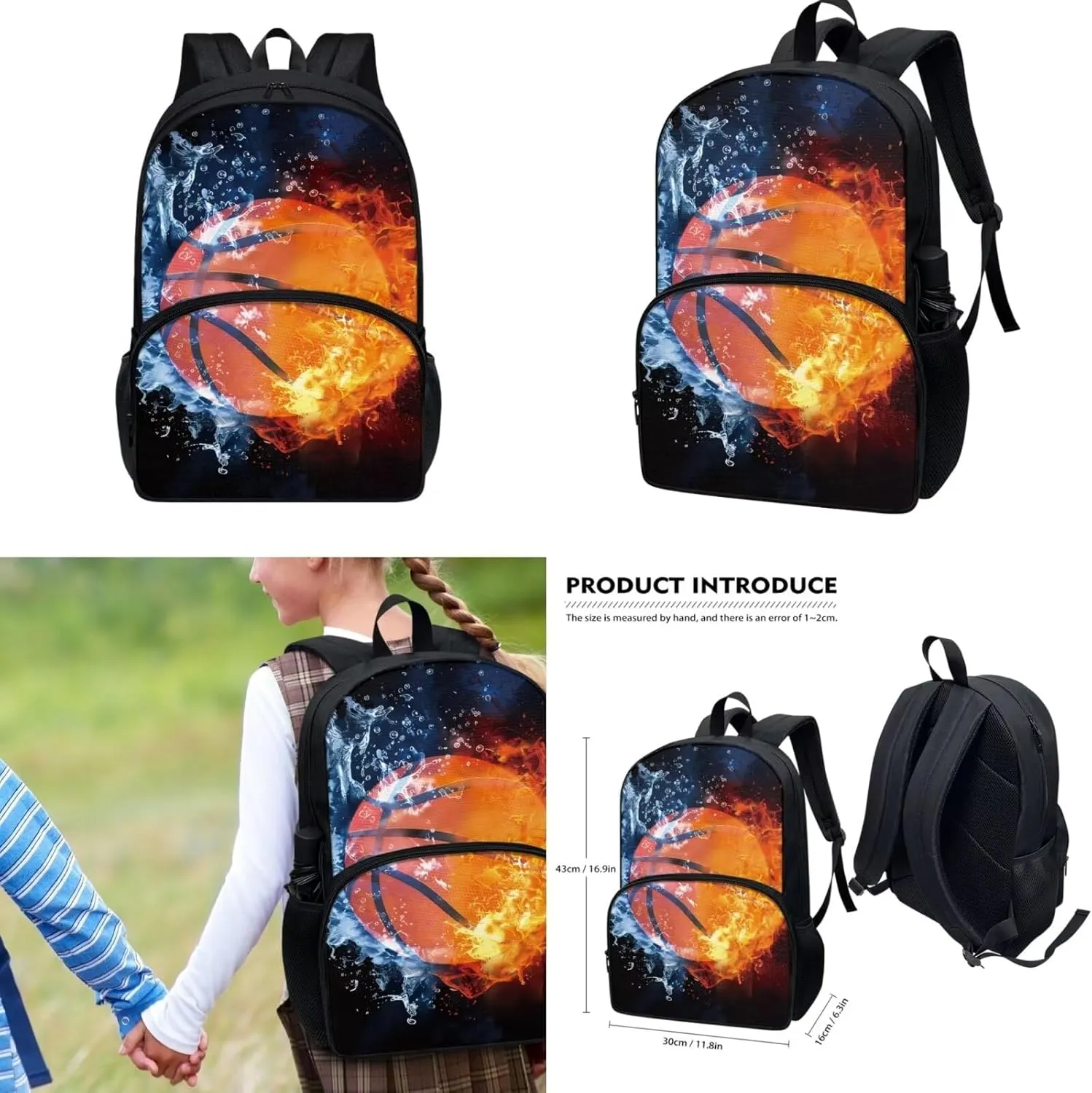 Basketball School Bag Backpack for Elementary Boys 3 PCS Bookbag with Lunch Bag Pencil Case for Teenagers Middle Primary Schoolbags Satchel for 5-7 8-10 11-13 Kids Back to School