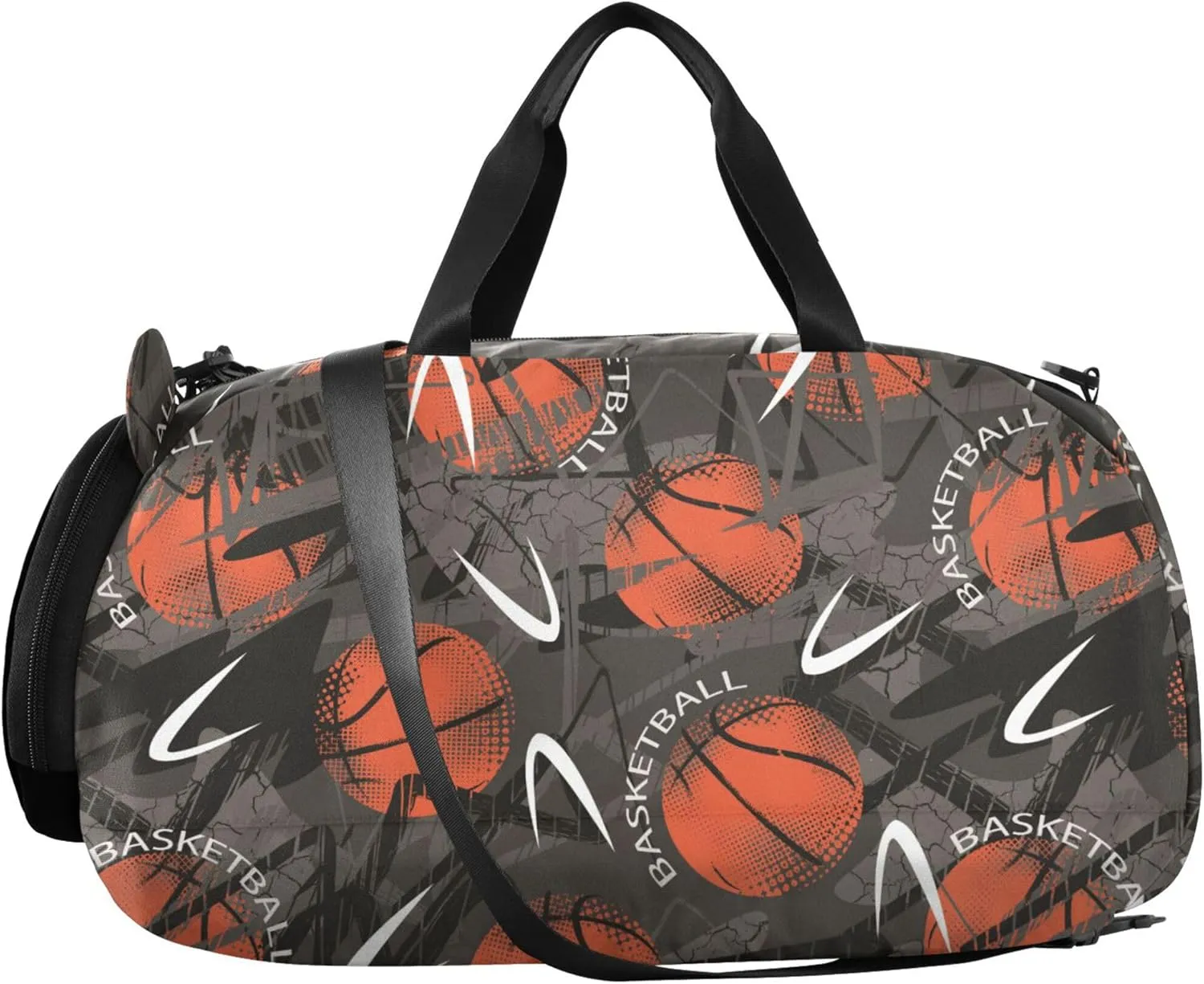 Basketball Theme Boy's Gym Duffel Bag with Shoes Compartment Lightweight Carry On Bag for Beach Swim Bags Pool Sports