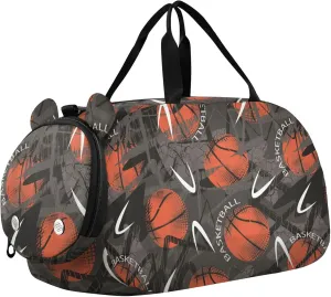 Basketball Theme Boy's Gym Duffel Bag with Shoes Compartment Lightweight Carry On Bag for Beach Swim Bags Pool Sports