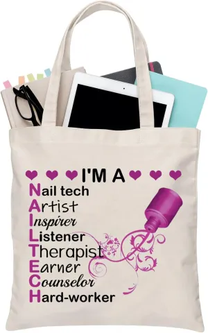 BDPWSS Nail Artist Gift Nail Tech Tote Bag Nail Technician Gift Nail Tech Appreciation Gift Beautician Gift Nail Stylist Gift