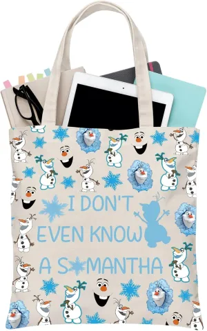 BDPWSS Snowman Tote Bag Snowman Lover Gift I Don't Even Know A Samantha Travel Pouch Princess Elsa Fans Gift