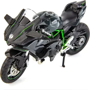 BDTCTK Compatible for 1:12 Kawasaki Ninja H2R Motorcycle Model, Model Motorcycle, Suspension and Free Roller, Toy Car, Motorcycle Collection, Gift Black