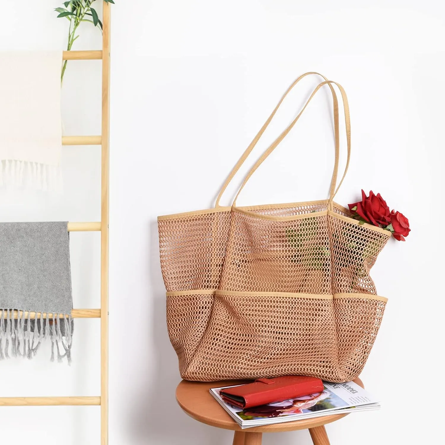 Beach Bag - Mesh Tote Bag Mothers Day Gifts for Mom Women Bag for Travel Pool Family Beach Vacation Cruise Essentials 2025
