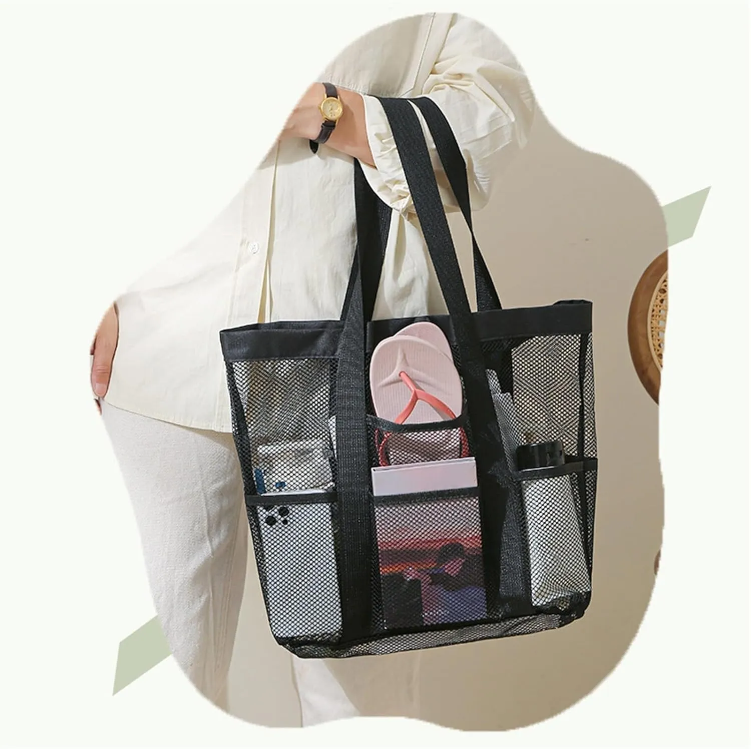 Beach Bag Mesh Tote Bags Mothers Day Gifts for Mom Women Bag for Pool Travel Vacation Gym 2025