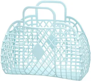 Beach Bag Plastic Tote Bag, Women Beach Bags, Plastic Jelly Bags, Waterproof Travel Bags, Beach Basket Tote Bag, Reusable Grocery Shopping Bags,A