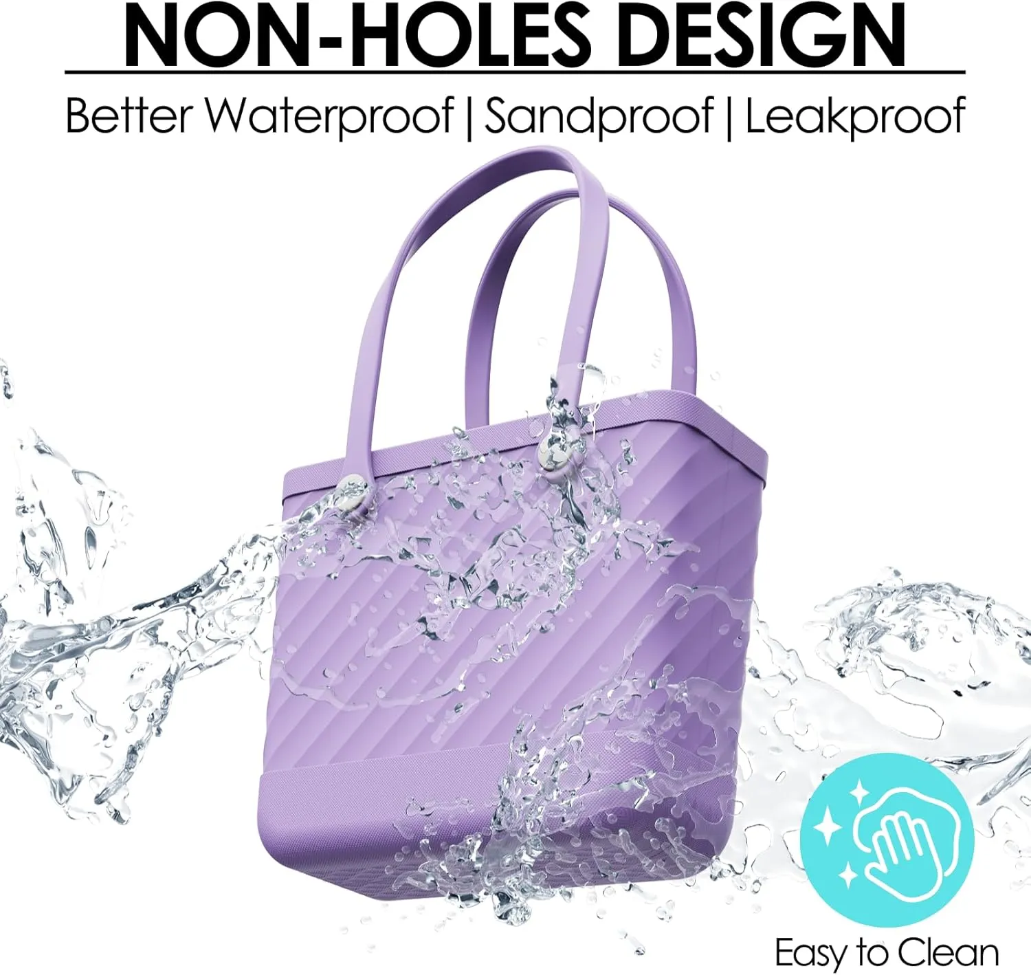 Beach Bag Rubber Tote for Women – Medium Waterproof Sandproof Leakproof with Zipper Pocket for Travel Pool Boat Gym