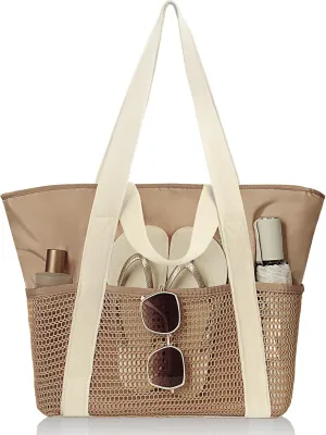 Beach Bag-Travel Tote Bags for Women with Zipper Waterproof Sandproof Beachs totes for Family Vacation Essential