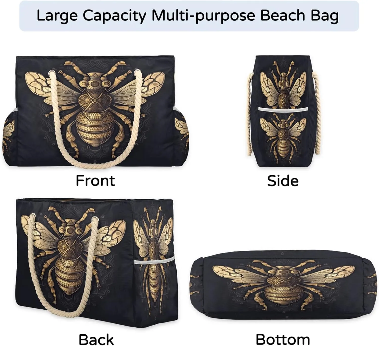 Beach Bags for Women and Men Extra Large Waterproof Sandproof Zipper Travel Tote Bag