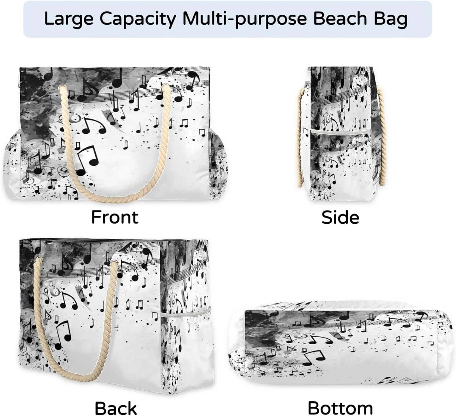 Beach Bags for Women and Men Extra Large Waterproof Sandproof Zipper Travel Tote Bag