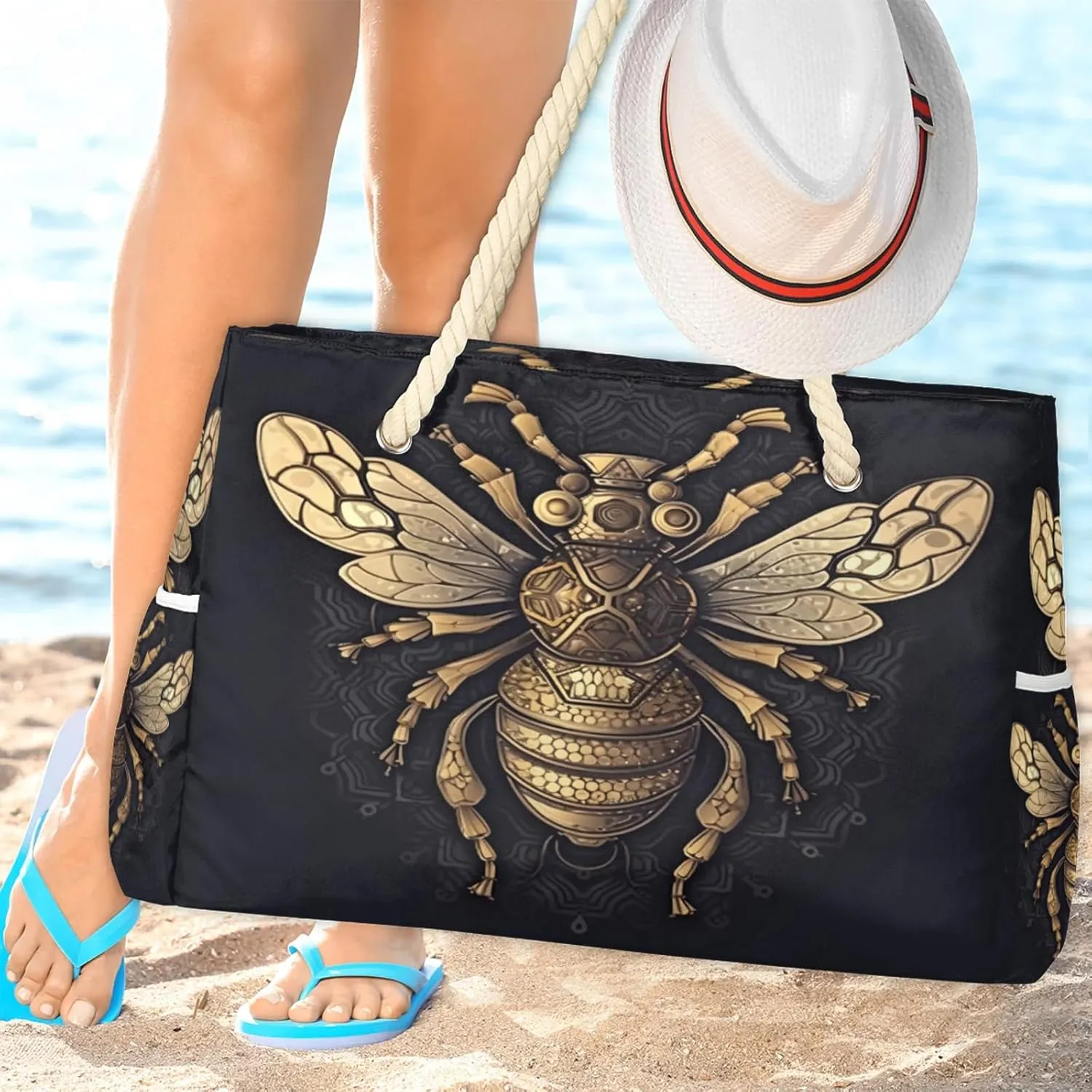Beach Bags for Women and Men Extra Large Waterproof Sandproof Zipper Travel Tote Bag