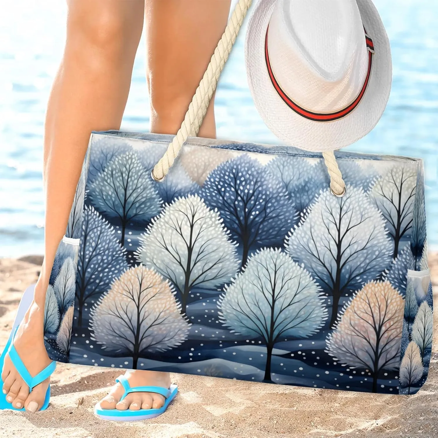 Beach Bags for Women and Men Extra Large Waterproof Sandproof Zipper Travel Tote Bag