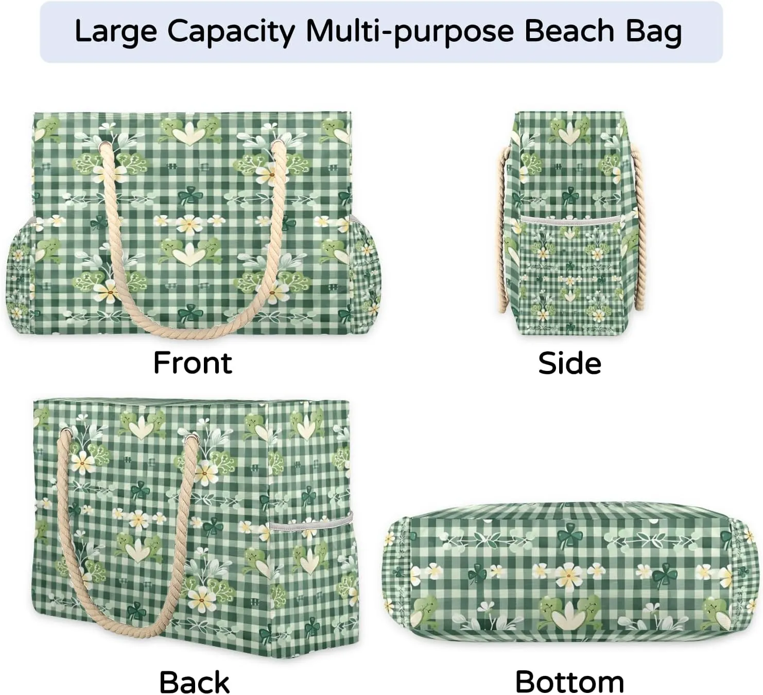 Beach Bags for Women Waterproof Sandproof Large Beach Tote Bag with Zipper Swim Pool Bag for Travel Outdoor