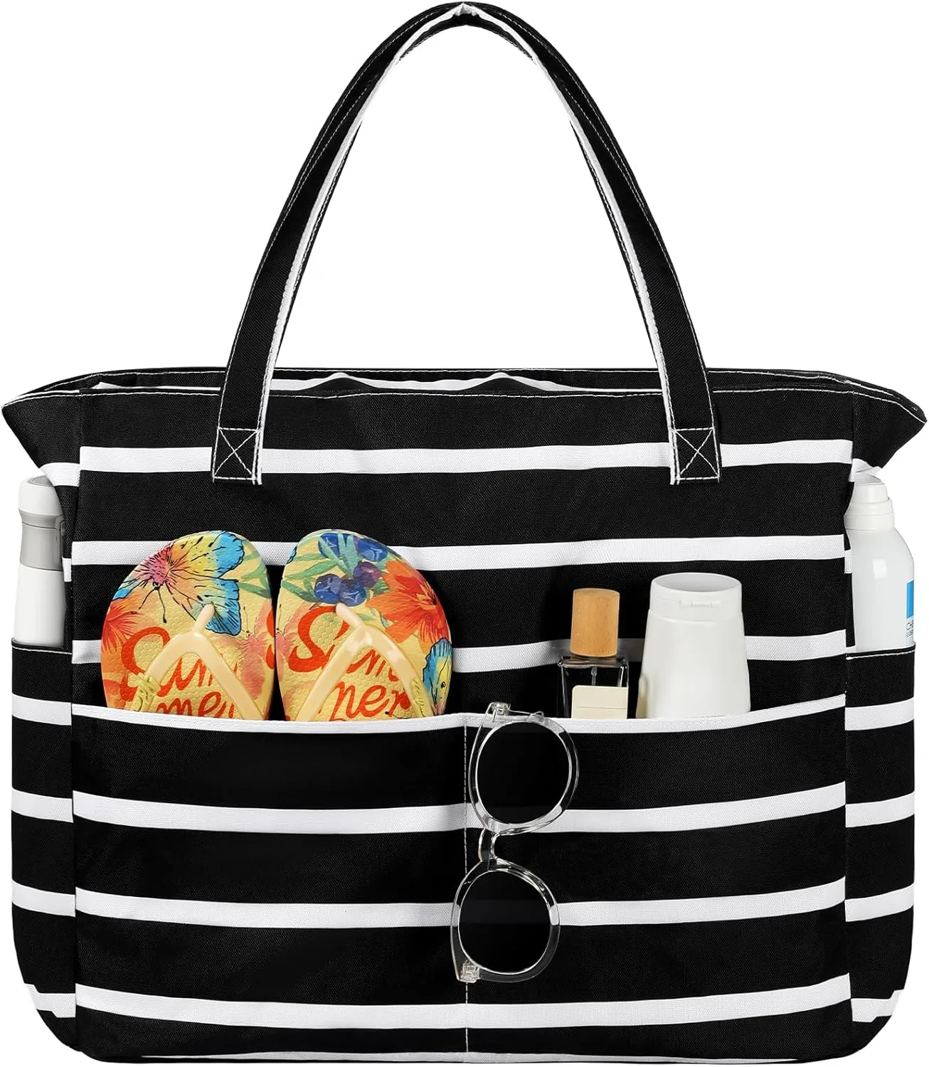 Beach Bags for Women Waterproof Sandproof Women Tote Bag, Large Beach Bag with Zipper for Gym Travel Vocation
