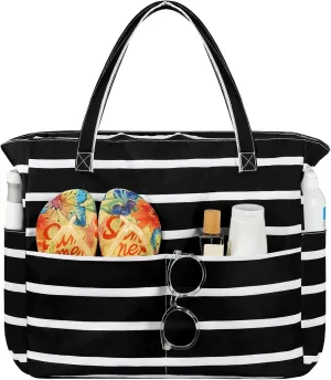 Beach Bags for Women Waterproof Sandproof Women Tote Bag, Large Beach Bag with Zipper for Gym Travel Vocation