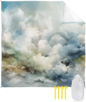 Beach Blanket Sandproof, Abstract Art Clouds and Sky Waterproof Beach Mat Lightweight Quick Drying Picnic Blanket Beach Essentials for Travel Camping Hiking 83x79in