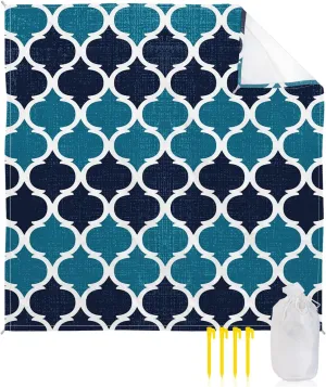 Beach Blanket Sandproof, Geometric Vintage Moroccan Pattern Waterproof Beach Mat Lightweight Quick Drying Picnic Blanket Beach Essentials for Travel Camping Hiking 118x108in