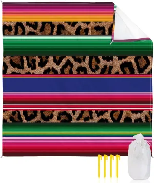 Beach Blanket Sandproof, Mexico Leopard Print Waterproof Beach Mat Lightweight Quick Drying Picnic Blanket Beach Essentials for Travel Camping Hiking 108x84in