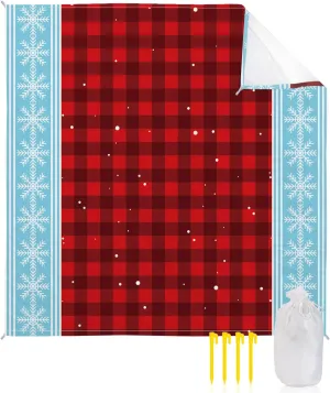 Beach Blanket Sandproof, Red Lattice Snowflake Texture Waterproof Beach Mat Lightweight Quick Drying Picnic Blanket Beach Essentials for Travel Camping Hiking 118x108in