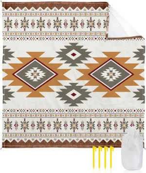 Beach Blanket Sandproof, Southwest Native American Tribal Totem Boho Waterproof Beach Mat Lightweight Quick Drying Picnic Blanket Beach Essentials for Travel Camping Hiking 83x79in