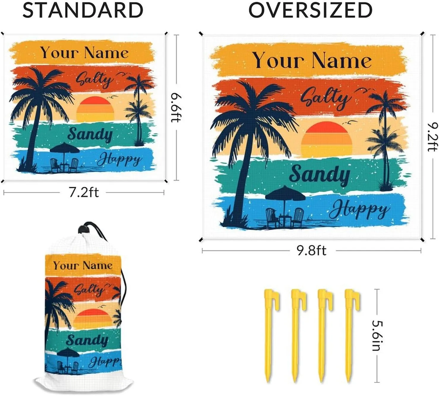 Beach Blanket Waterproof, Portable Sandproof Mat, Personalized Beach Blankets 9.8 x 9.2 Ft Oversized for 1-8 Adults, Quick Drying Foldable Outdoor Picnic Mats, Travel Essentials