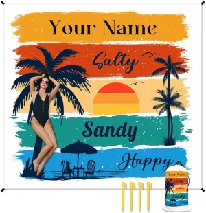 Beach Blanket Waterproof, Portable Sandproof Mat, Personalized Beach Blankets 9.8 x 9.2 Ft Oversized for 1-8 Adults, Quick Drying Foldable Outdoor Picnic Mats, Travel Essentials