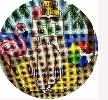 Beach Stitching Girl