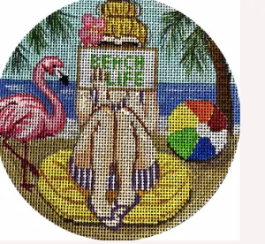 Beach Stitching Girl