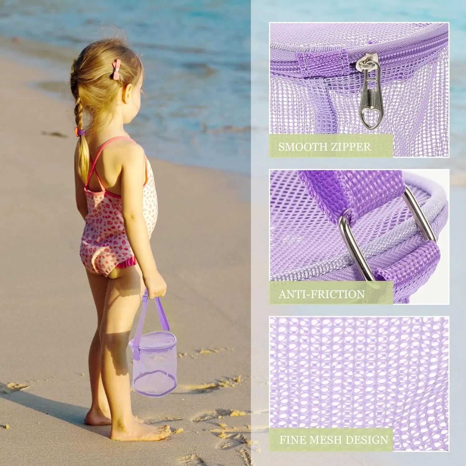 Beach Storage Bag Kids Crossbody Bag Tote Purse Organizer Insert Mesh Toy Bags Beach Shoulder Bag Pool Towels Bag Quick Dry Net Tote Beach Supply Children Beach Bag Beach Kids Bag