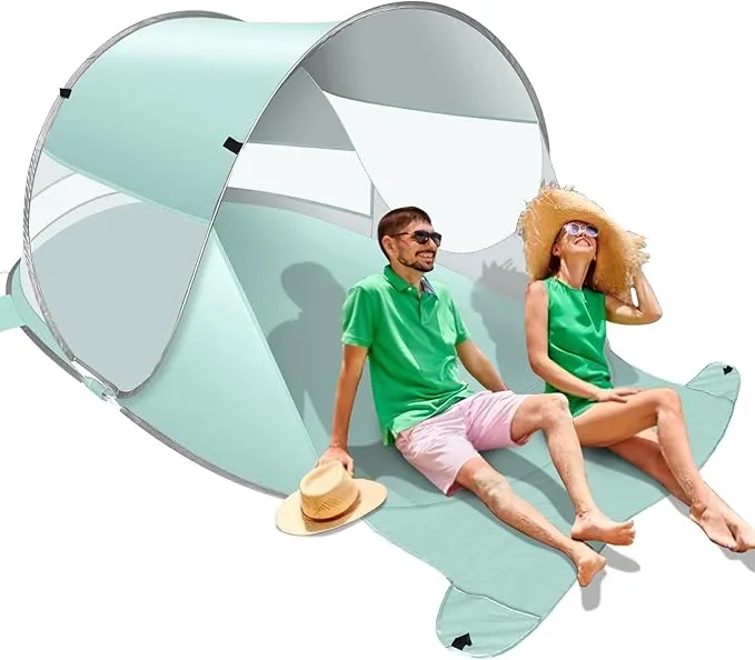 Beach Tent, Large Automatic Instant Pop Up Beach Shade, UPF 50  Portable Sun Shelter Anti UV Beach Umbrella Baby Tent with Carrying Bag Fit for 2 Person