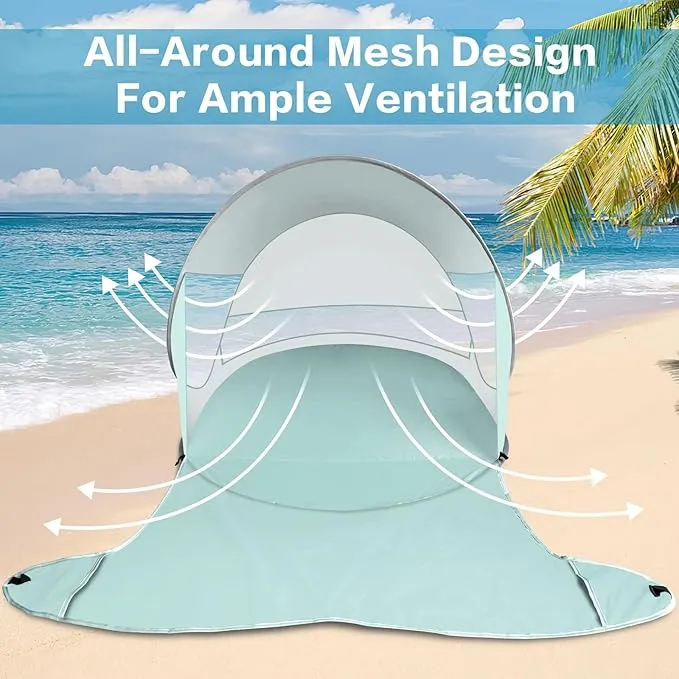 Beach Tent, Large Automatic Instant Pop Up Beach Shade, UPF 50  Portable Sun Shelter Anti UV Beach Umbrella Baby Tent with Carrying Bag Fit for 2 Person