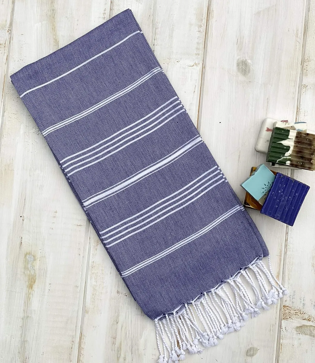 Beach Towel 100% Cotton Turkish Beach Towel Adult 38x70 Inch Pre-washed Absorbent Extra Large|Sand Free Quick Dry BathTowels|Lightweight Blanket|Travel Cruise Camping Spa Gym Yoga Towel|Blue Depths