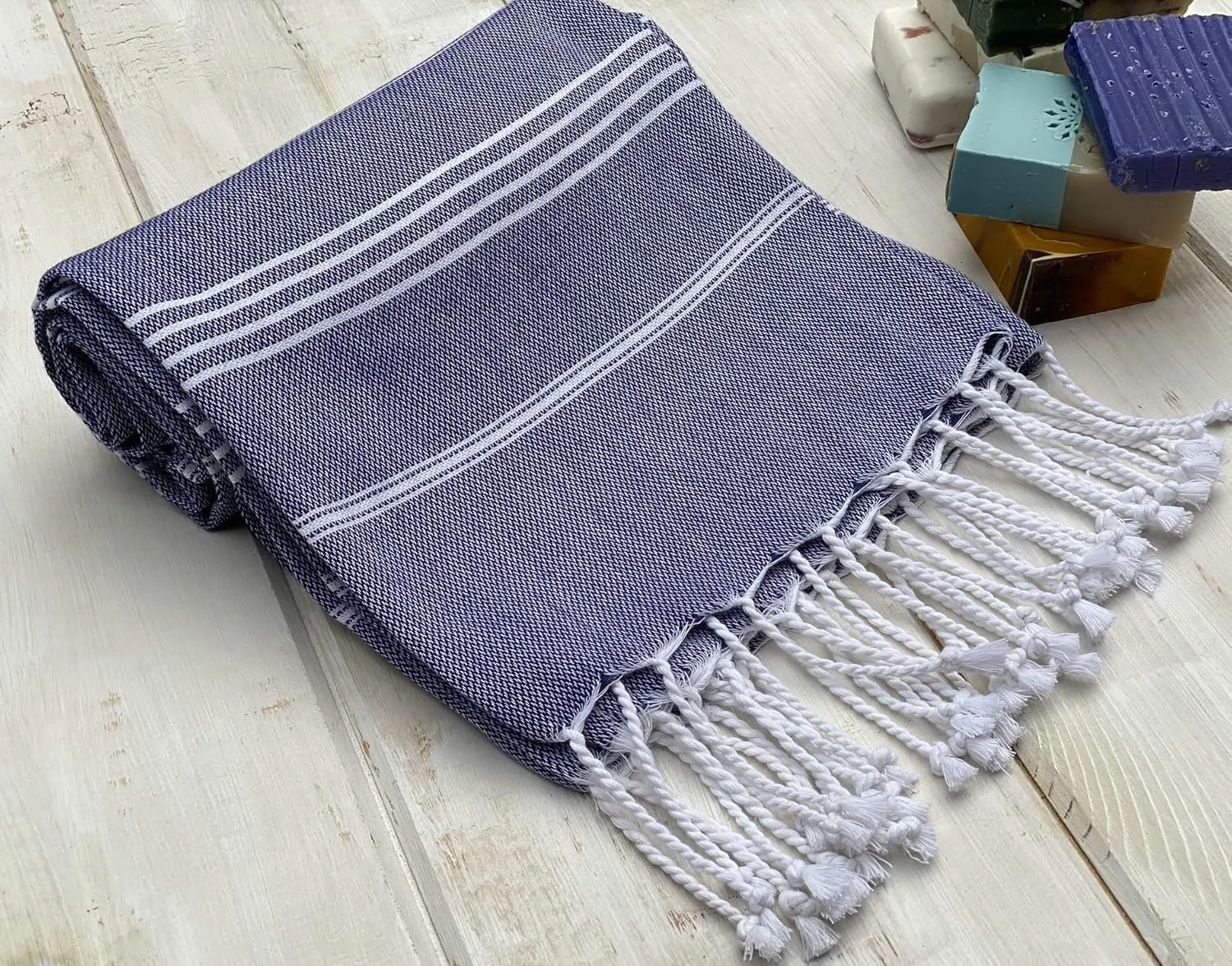 Beach Towel 100% Cotton Turkish Beach Towel Adult 38x70 Inch Pre-washed Absorbent Extra Large|Sand Free Quick Dry BathTowels|Lightweight Blanket|Travel Cruise Camping Spa Gym Yoga Towel|Blue Depths