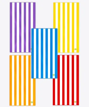 Beach Towel Set of 5: Blue, Purple, Yellow, Orange, Red