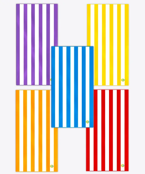 Beach Towel Set of 5: Blue, Purple, Yellow, Orange, Red