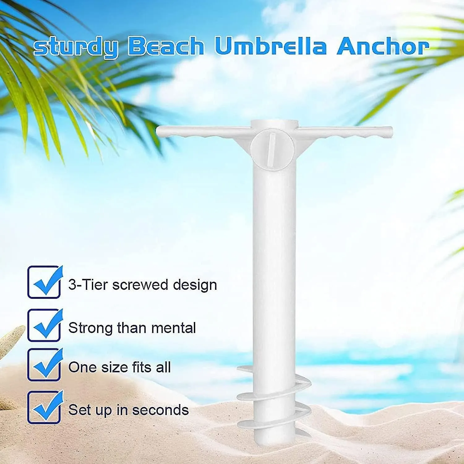 Beach Umbrella Sand Anchor, One Size Fits All, Safe Stand For Strong Winds