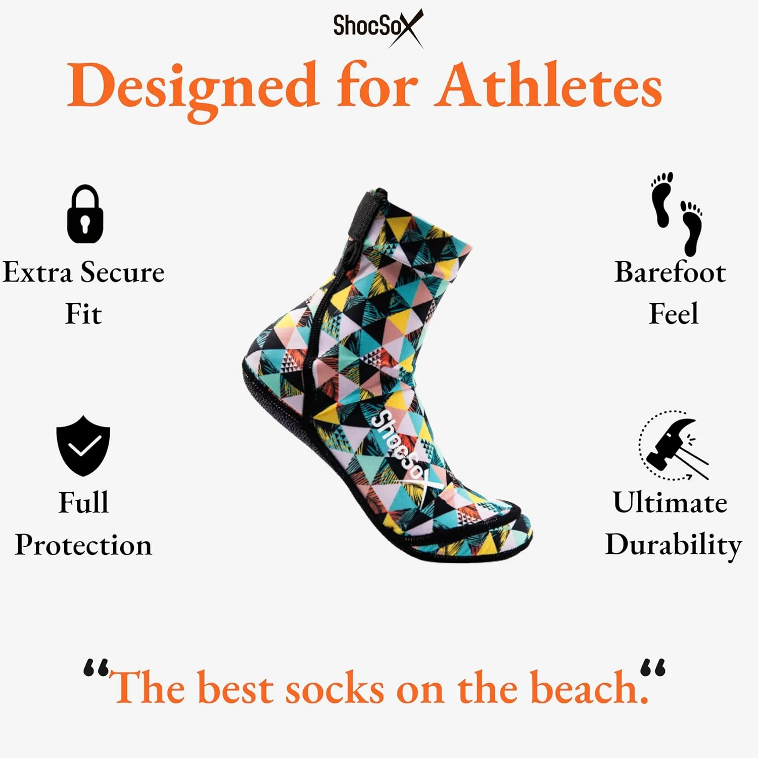 Beach Volleyball & Sand Soccer Socks No-Holes Guaranteed Soles for Maximum Protection