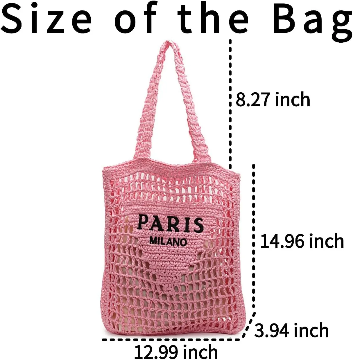 Beach Woven Crochet Bag for Women Straw Hobo Mesh Tote Knit Bags, for Daily Picnic Summer Holiday Travel Vacation