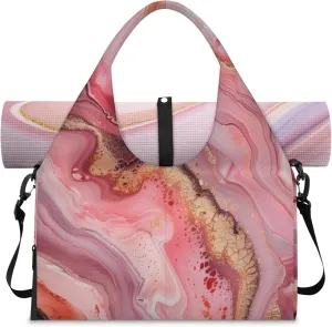 Beautiful Marble Paper Gym Bag Yoga Mat Tote for Women with Shoes Compartment Lightweight Duffle Travel Carrier Wet Dry Storage Pockets Adjustable Pilates Mats Shoulder Bags for Sport Swim