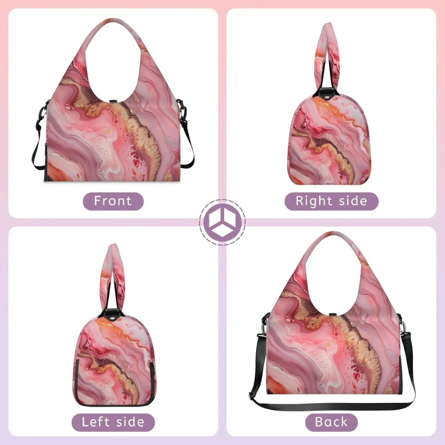 Beautiful Marble Paper Gym Bag Yoga Mat Tote for Women with Shoes Compartment Lightweight Duffle Travel Carrier Wet Dry Storage Pockets Adjustable Pilates Mats Shoulder Bags for Sport Swim