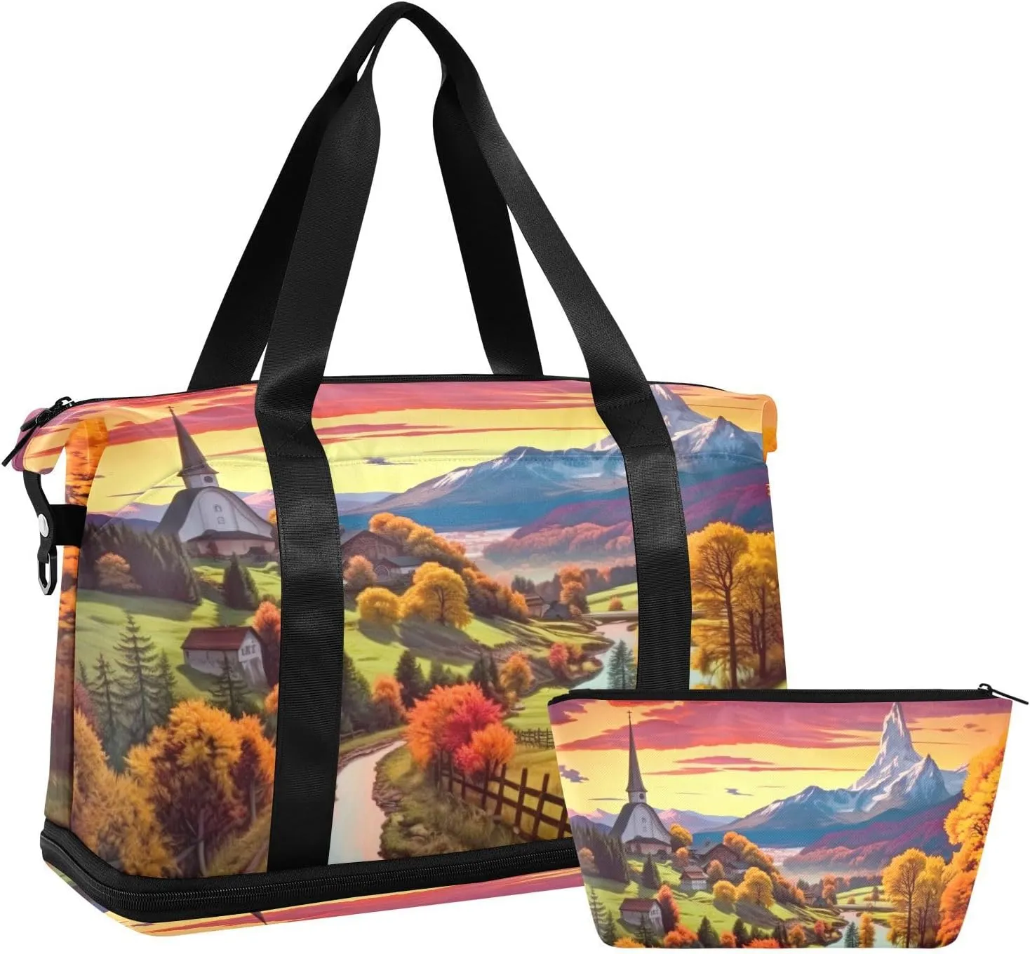 Beautiful Path Gym Bag - Weekender Overnight Bags for Women Men, Sport Travel Duffel Bag with Wet Pocket & Shoe Compartment