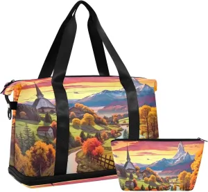 Beautiful Path Gym Bag - Weekender Overnight Bags for Women Men, Sport Travel Duffel Bag with Wet Pocket & Shoe Compartment