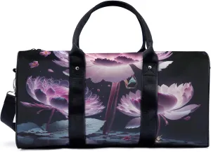 Beautiful pink crystal lotus Travel Duffel Bag for Woman Weekender Bag Man Tote Gym Bag Sport Gym Bag Hospital Bag for Labor and Delivery Overnight Bag Luggage Bag