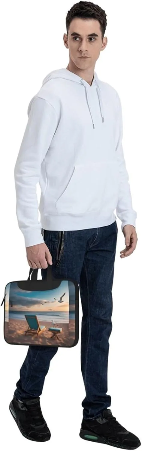 Beautiful Seashore Shockproof Portable Shoulder Laptop Bag For Daily Work Business Meetings