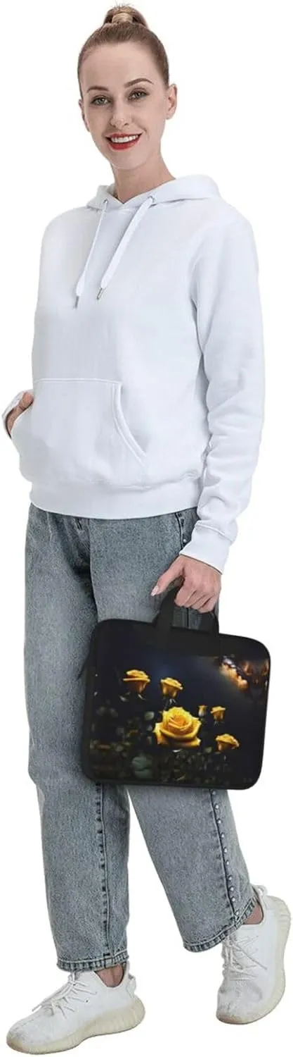 Beautiful yellow roses Pattern Laptop Bag - with Soft Interior, Multiple Pockets - Ideal for Men, Travel and Business