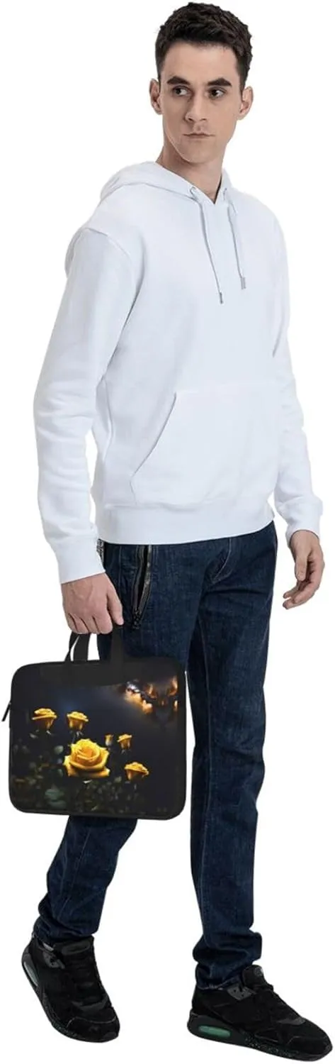 Beautiful yellow roses Pattern Laptop Bag - with Soft Interior, Multiple Pockets - Ideal for Men, Travel and Business