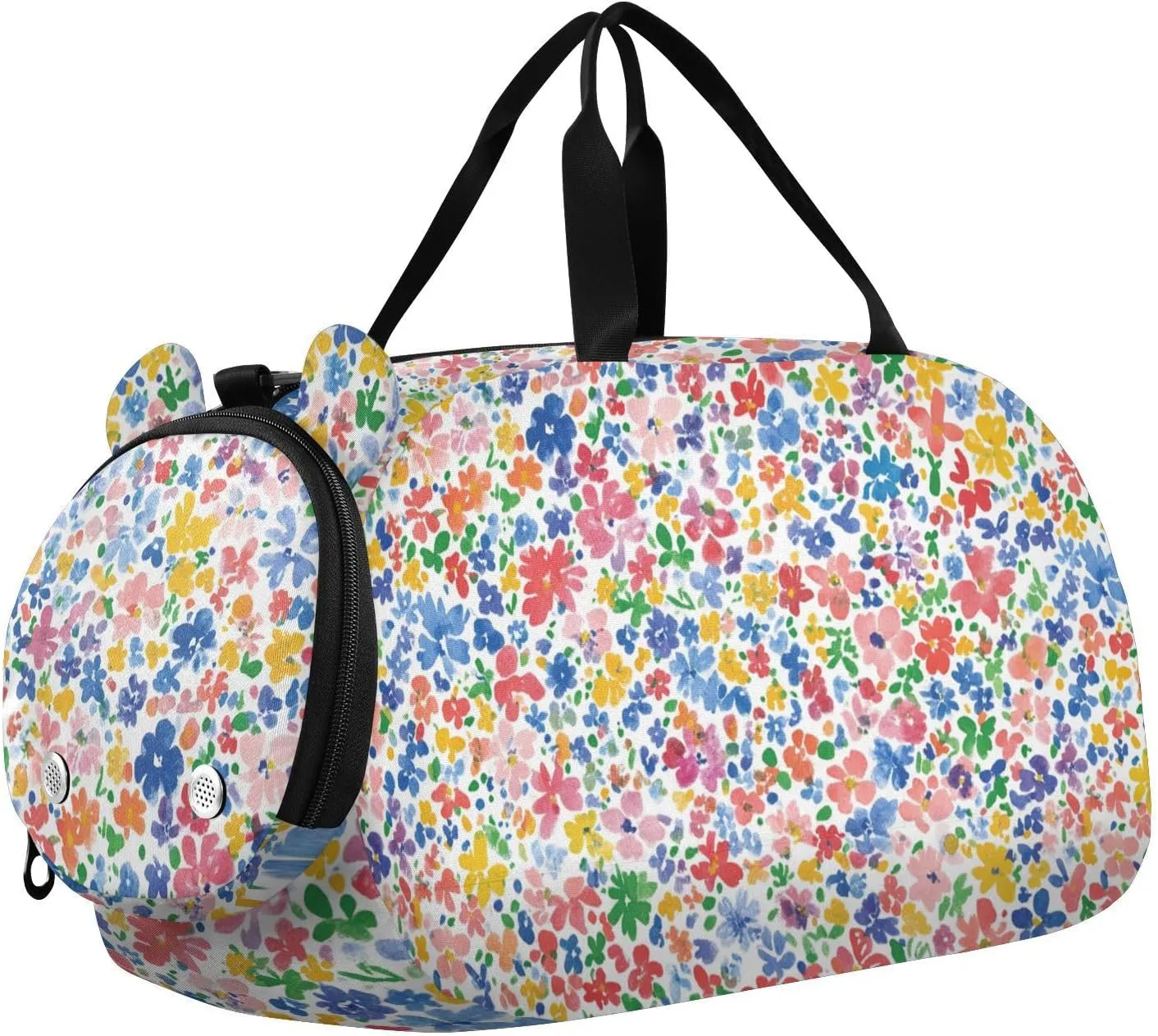 Beauty Summer Little Flowers Colorful Girl's Gym Duffel Bag with Shoes Compartment Large Capacity Sports Bag Travel Tote for School Practice, Sports, Travel