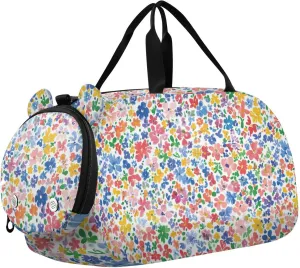 Beauty Summer Little Flowers Colorful Girl's Gym Duffel Bag with Shoes Compartment Large Capacity Sports Bag Travel Tote for School Practice, Sports, Travel